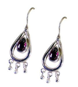 Riyo Garnet Silver Sensations Jewelry Bridal Earrings L 1.5in Segar-26071