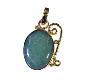 Riyogems Jasper 18.Kt Gold Platings Snow White Pendants L 1.5in Gppjas-40018