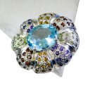 Riyo Blue Topaz Pure Silver Jewellery Ecclesiastical Ring Sz 8 Srbto8-10073