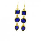 Riyogems Blue Sapphire Cz Gold Platings Fashion Earrings L 2.5in Gpebscz-90004