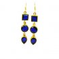 Riyogems Blue Sapphire Cz Gold Platings Fashion Earrings L 2.5in Gpebscz-90004