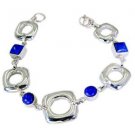 Riyo Lapis Lazuli Daisy Jewellery Wide Silver Bracelet L 7.5in Sbralla-44003