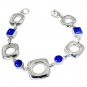 Riyo Lapis Lazuli Daisy Jewellery Wide Silver Bracelet L 7.5in Sbralla-44003