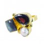 Riyo  Labradorite 18 Ct Y.G. Plated Bridal Rings Sz 7 Gprmul7-52057