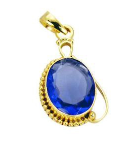 Riyogems Blue Sapphire Cz 18k Gold Plated Fashion Pendant L 1.5in Gppbscz-90024