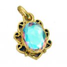 Riyogems Dichroic Glass 18.Kt Gold Plated Button Pendants L 1.2in Gppdgl-22039