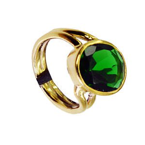 Emerald Cz 18-Kt Y Gold Plated Thumb Ring