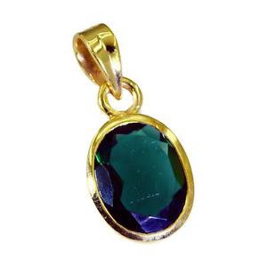 Riyogems Green Emerald Cz 18-Kt Gold Platings Bell Pendants L 1in Gppemcz-96011