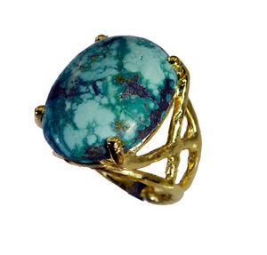 Riyo Turquoise 18kt Gold Platings Sports Ring Sz 6 Gprtur6-82185