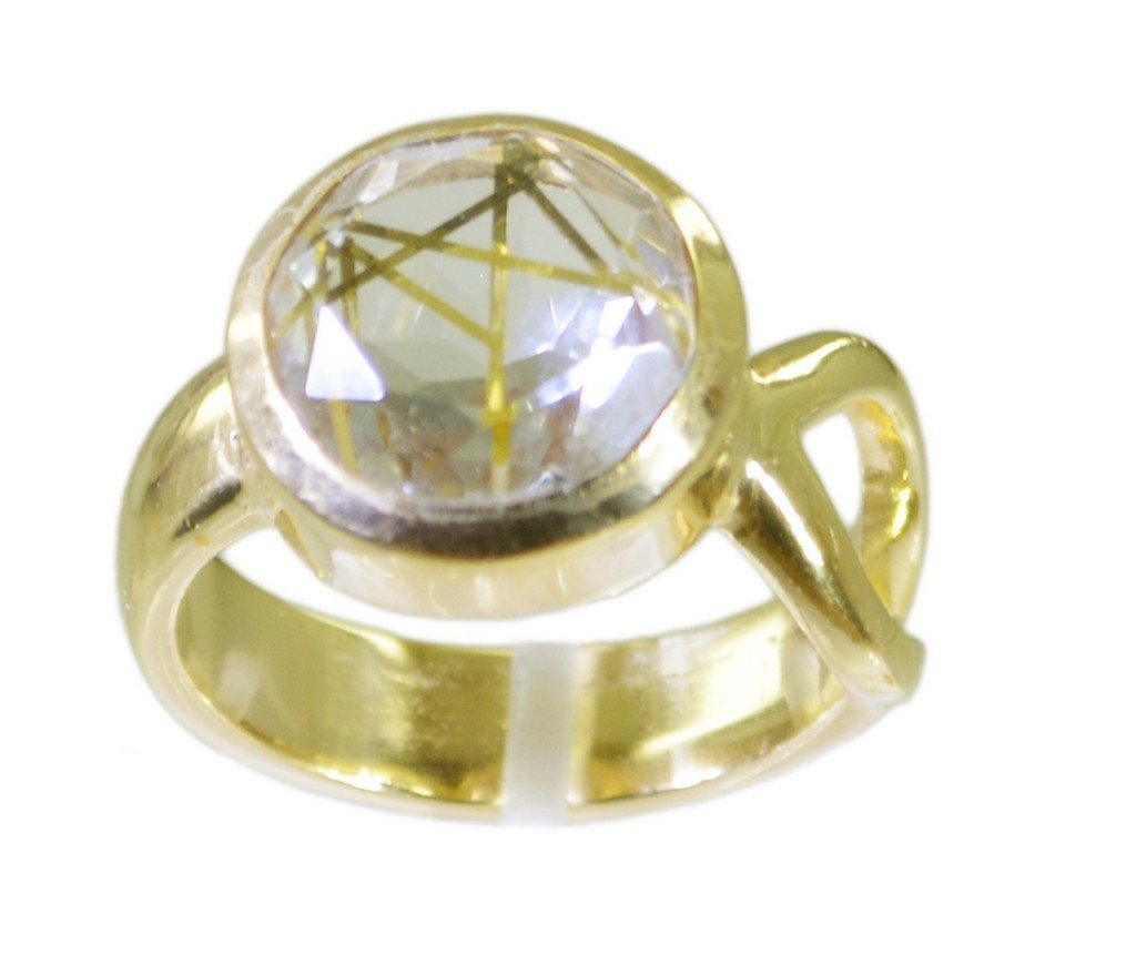 Riyo Multi Gold Plated Rutile Quartz CZ Ring well-formed jewelry online store GP