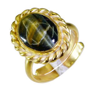 Riyo Tiger Eye 18 Ct Ygold Plated Classic Day Rings Sz 6 Gprtey6-80026