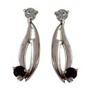 Riyo Red Garnet 925 Solid Sterling Silver Sparkly Earring L 1in Segar-26108