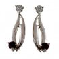 Riyo Red Garnet 925 Solid Sterling Silver Sparkly Earring L 1in Segar-26108
