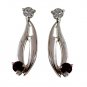 Riyo Red Garnet 925 Solid Sterling Silver Sparkly Earring L 1in Segar-26108