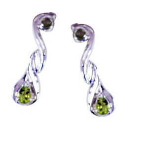 Riyo Peridot Personalized Silver Wedding Earring L 1.3in Seper-58046