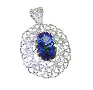 Riyo Blue Mystic Quartz Silver Jewelry Wholesale Silver Love Pendant L 2.5in Spb