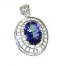 Riyo Blue Mystic Quartz Silver Jewelry Tags Silver Filigree Pendant L 2.5in Spbm