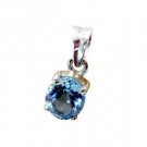 Riyo Blue Topaz Silver Wedding Jewelry Floral Pendants L 0.7in Spbto-10013