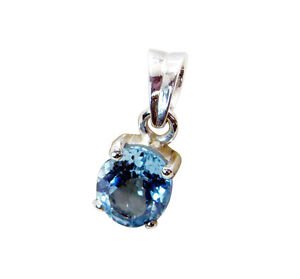 Riyo Blue Topaz Silver Wedding Jewelry Floral Pendants L 0.7in Spbto-10013
