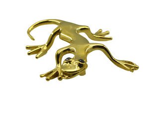 Riyogems Mix Multi Gemstone Copper 18kt Gold Plated Lizard Pendant L 2in Gppliz-