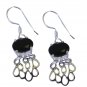 Riyo A Black Onyx 925 Solid Sterling Silver Hammered Earring L 0.7in Sebon-6044