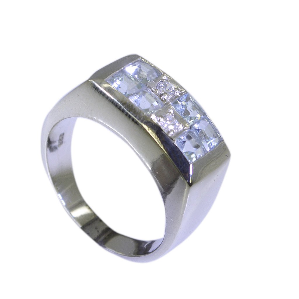 Riyo Blue Topaz High Quality Silver Jewelry Wide Silver Band Ring Sz 7 Srbto7-10