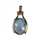 Riyogems Blue Topaz Cz Gold Plated Designs Cuff Pendant L 1in Gppbtcz-92015