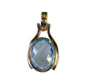 Riyogems Blue Topaz Cz Gold Plated Designs Cuff Pendant L 1in Gppbtcz-92015