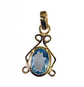 Riyogems Blue Topaz Cz Plated Gold Jewelry Claddagh Pendant L 1in Gppbtcz-92011