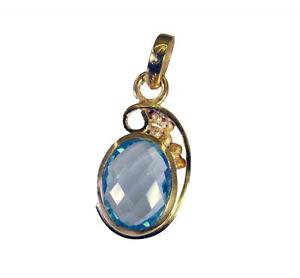 Riyogems Blue Topaz Cz Gold Plated Jewellery Crossover Pendant L 1in Gppbtcz-920