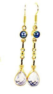 Riyogems Pearl Crystal Gold Plated Online Earring L 1.5in Gpemul-52052