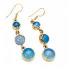 Riyogems Aqua Chalcedony Indian Gold Plate Chandelier Earrings L 2.5in Gpeach-40