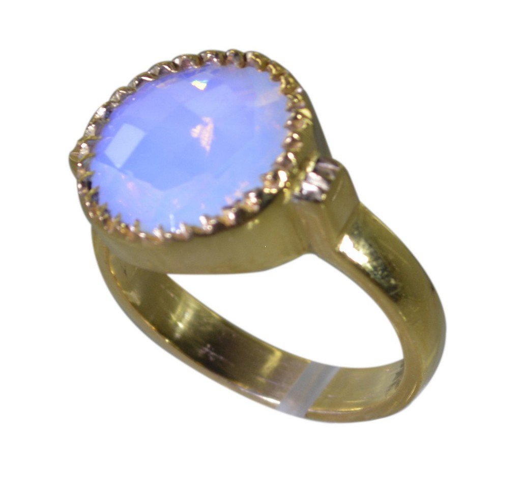 Riyo Purple Gold Plated Fire Opal CZ Ring toothsome handmade gemstone jewellery