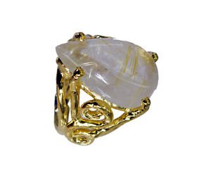 Riyo Rutilated Quartz 18.Kt Y Gold Plating Mourning Ring Sz 6.5 Gprruq6.5-70016
