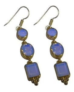 Riyo Purple Gold Plated Fire Opal CZ Earring glossy handmade jewellery supplies