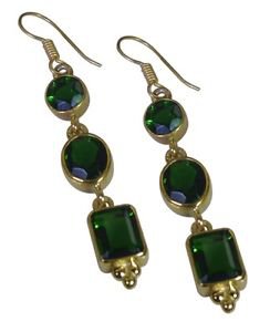 Riyo Green Gold Plated Emerald CZ Earring flamboyant handmade jewellery shop GPE