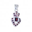 Riyo Garnet High End Silver Jewelry Feather Pendant L 1.5in Spgar-26065