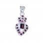 Riyo Garnet High End Silver Jewelry Feather Pendant L 1.5in Spgar-26065