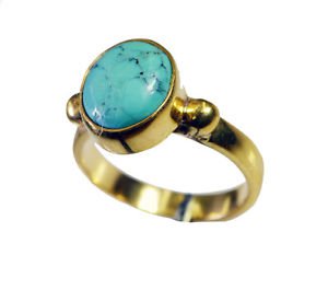 Riyo Turquoise 18-Kt Gold Plating Gimmal Ring Sz 7 Gprtur7-82144