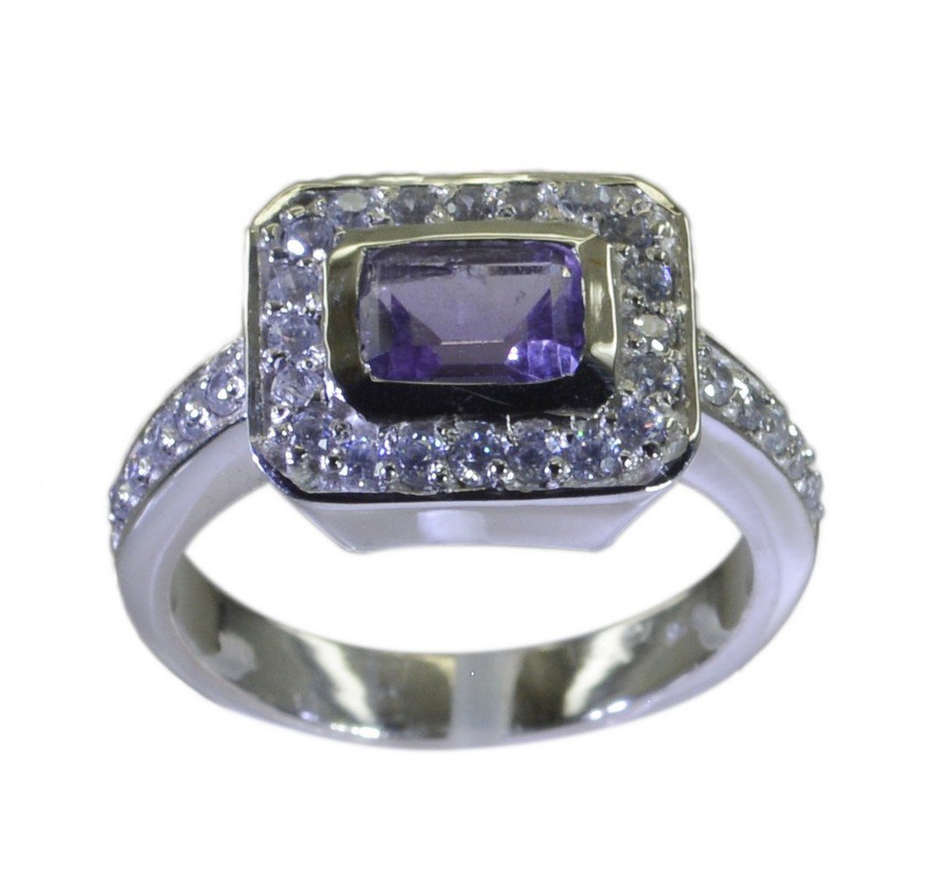 Riyo Purple 925 sterling silver Amethyst Ring statuesque natural gemstone jewell