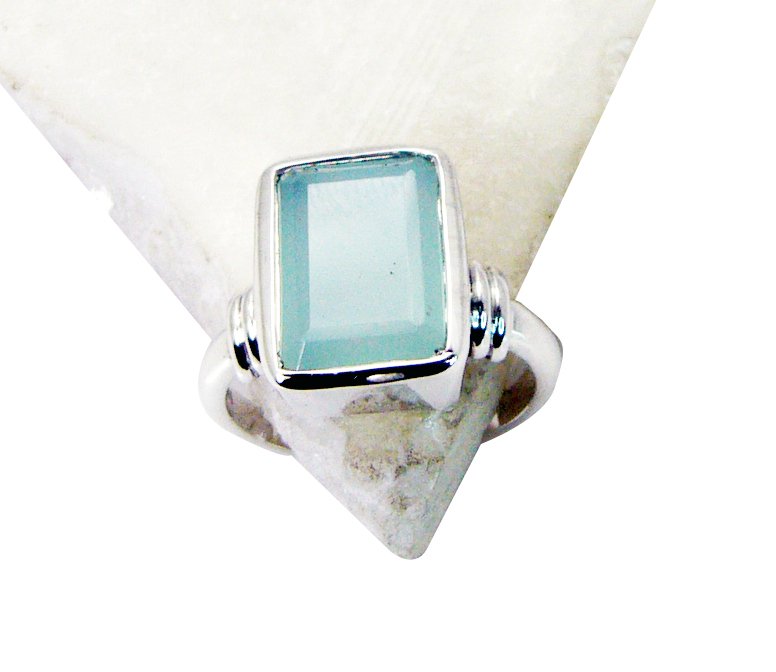 Riyo Aqua Chalcedony Silver Jewelry Store Aqiq Ring Sz 8 Srach8-4005