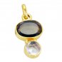 Riyogems Smoky Quartz Crystal 18kt Y Gold Plating Endless Strand Pendant L 1.2in