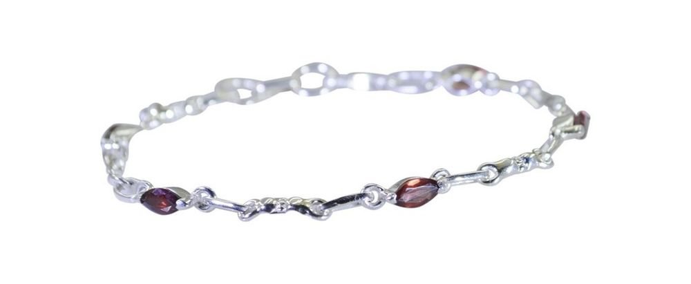 Riyo Red 925 sterling silver Garnet Bracelet elegant handmade jewelry gemstones