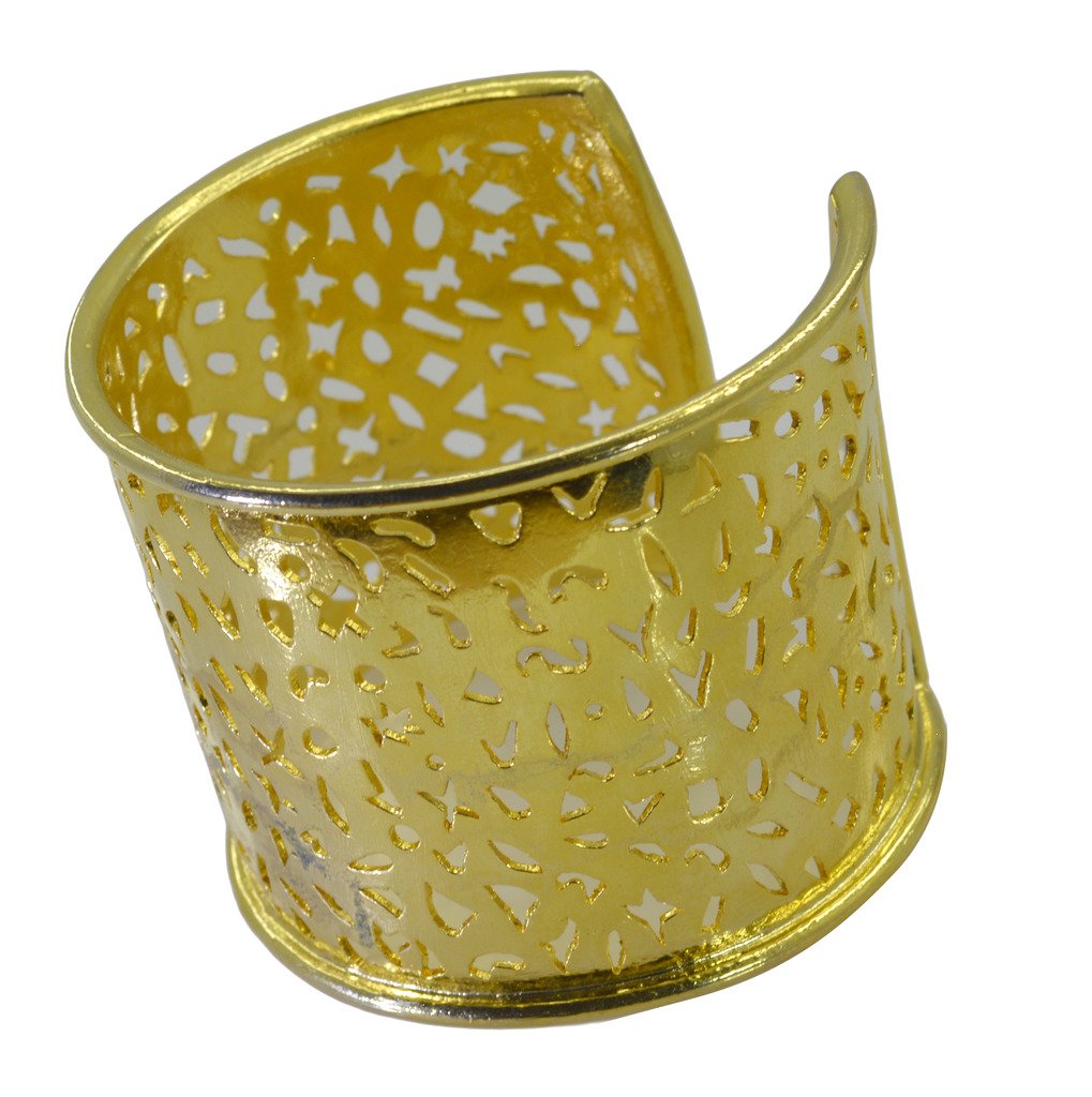 Riyo A Plain  18kt Gold Plated Sparkly Bangle W 2in Gppban-120019