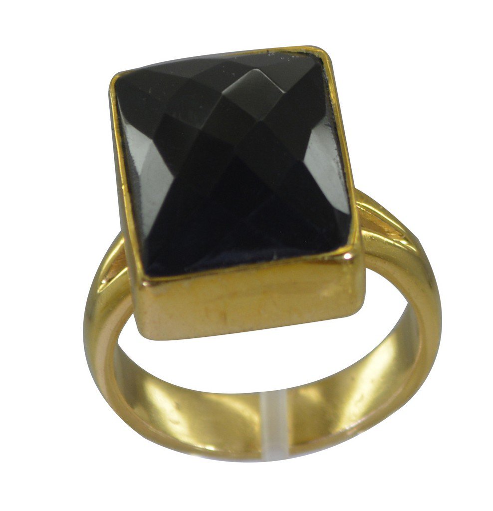 Riyo Black Gold Plated Black Oynx Ring classy gemstone costume jewelry GPRBON70-