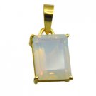 Riyogems White Fire Opal Cz Copper 18kt Gold Plated Stylish Pendant L 1.25in Gpp