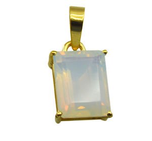 Riyogems White Fire Opal Cz Copper 18kt Gold Plated Stylish Pendant L 1.25in Gpp