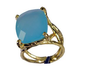 Riyo Blue Chalcedony 18 Ct Gold Plated Nice Ring Sz 7 Gprbch7-8051