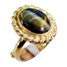 Riyo Tiger Eye 18.Kt Y Gold Plated Aqiq Ring Sz 6 Gprtey6-80023