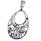 Riyo Garnet German Silver Jewellery Stud Pendant L 2.2in Spgar-26044